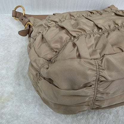 PRADA Gathered 2-Way Leather Handbag [Pre-Owned]