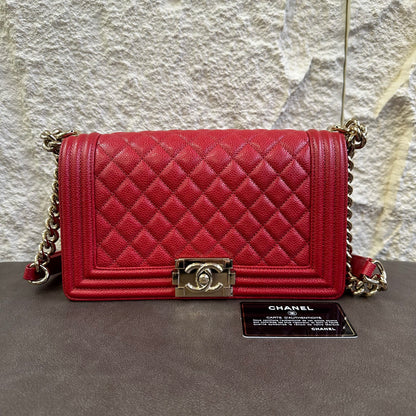CHANEL Boy Chanel Chain Shoulder Bag Red [Pre-Owned]