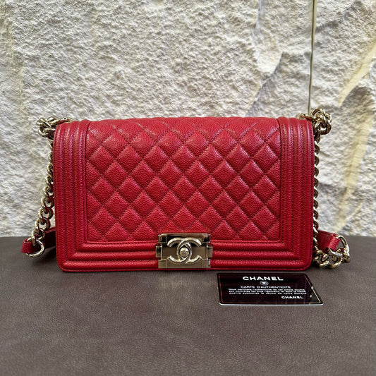 CHANEL ボーイシャネル チェーンショルダーバッグ レッド【中古】