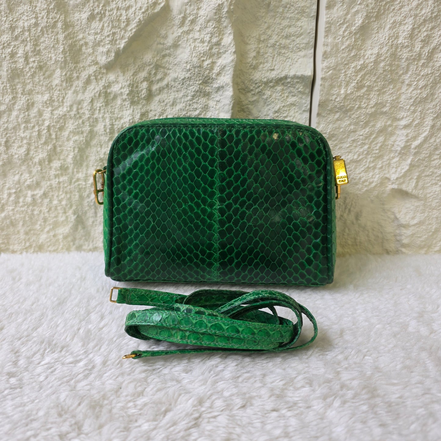 Gucci Old Gucci Python 单肩包 绿色麂皮 GP 盒子 [二手] 