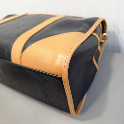 サンローラン ボストンバッグ レザー ブラック×ブラウン【中古】 