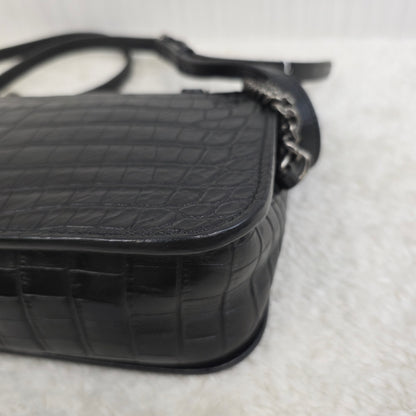 Yves Saint Laurent Black Croc Effect Leather Medium Charlotte Messenger Bag [Pre-Owned]