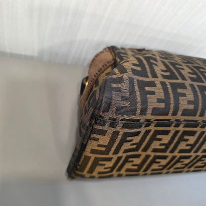 フェンディ ズッキーノ トートバッグ キャンバス×レザー ブラウン【中古】 