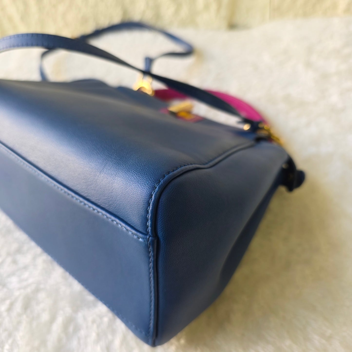 Fendi Mini Peekaboo Handbag in Blue and Pink with Gold Hardware[Pre-Owned]