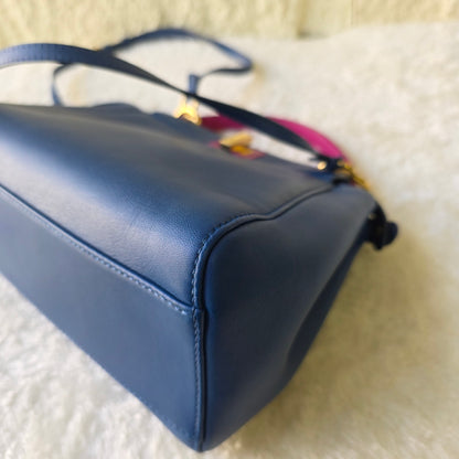 Fendi Mini Peekaboo Handbag in Blue and Pink with Gold Hardware[Pre-Owned]