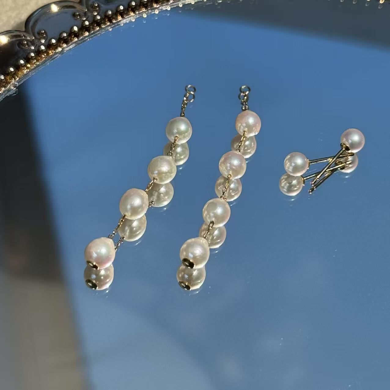 K18 Yellow Gold 4.0–5.0mm Pearl Earrings ECY60409-4 [Pre-Owned]
