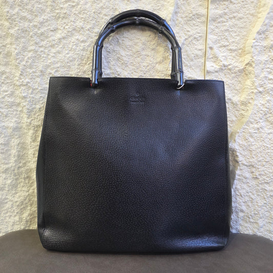 GUCCI Bamboo Leather Handbag Genuine Leather [Pre-Owned]