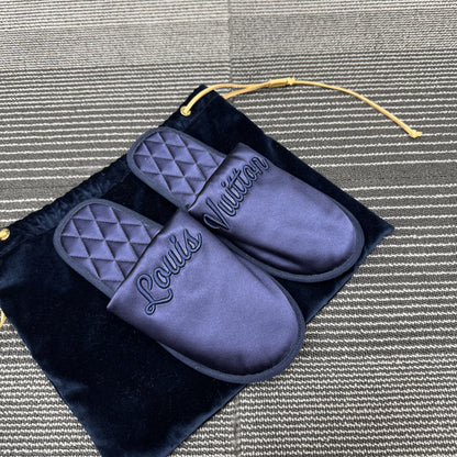 LOUIS VUITTON LV スイートライン サテン スリッパ ネイビー サイズ36～37【中古】 