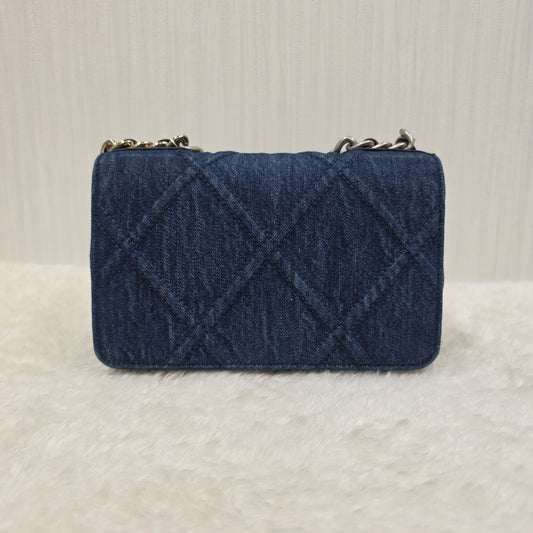 CHANEL 19 デニム チェーンウォレット ショルダーバッグ ココマーク ブルー【中古】 