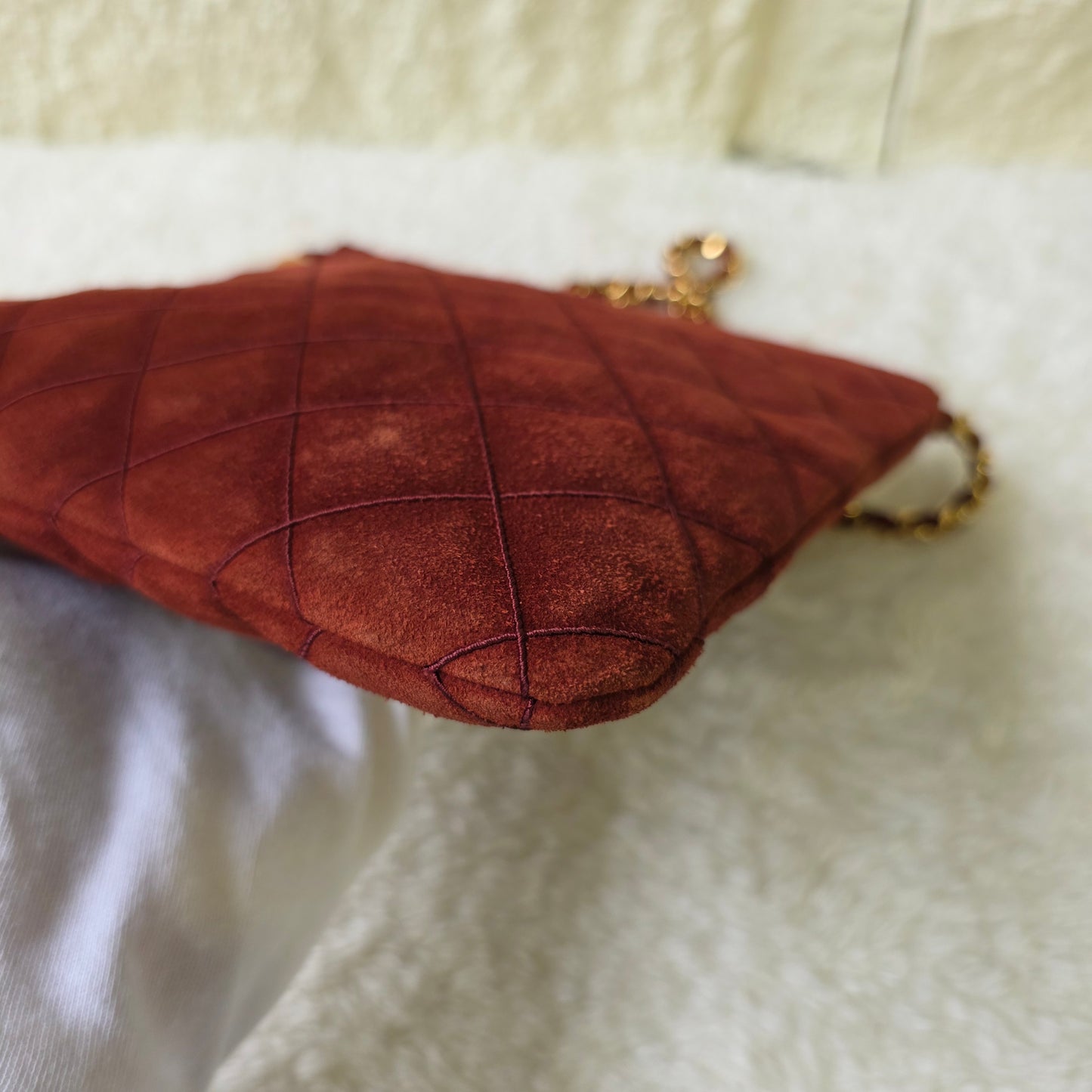 CHANEL フリンジ チェーンショルダーバッグ レザー スエード 【中古】