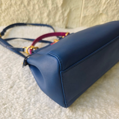Fendi Mini Peekaboo Handbag in Blue and Pink with Gold Hardware[Pre-Owned]