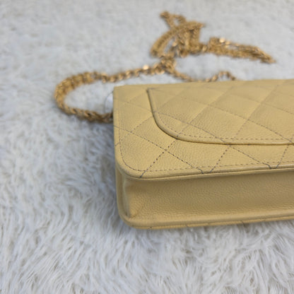 CHANEL Matelassé Coco Mark Caviar Skin Chain Wallet [Pre-Owned]