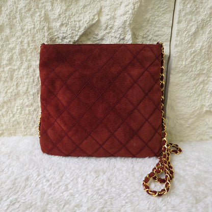 CHANEL フリンジ チェーンショルダーバッグ レザー スエード 【中古】