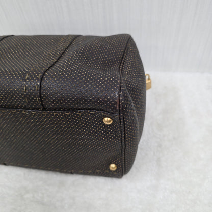 FENDI Selleria Leather Boston Handbag in Dark Brown [Pre-Owned]
