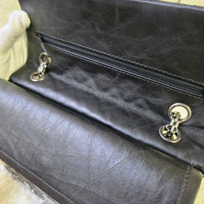 CHANEL 2.55 エンブロイダリー アイコン ダブルフラップ マトラッセ チェーンショルダーバッグ【中古】