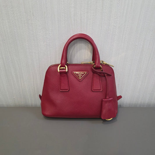 PRADA Mini Saffiano Leather 2WAY Shoulder Bag Pink [Pre-Owned]