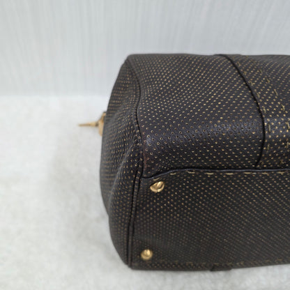 FENDI Selleria Leather Boston Handbag in Dark Brown [Pre-Owned]