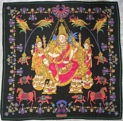 エルメス カレ140 “インド” ショール – カシミア＆シルク – ブラック [中古] 