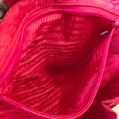 PRADA Tessuto Nylon Handbag Red with Silver Triangle Logo Plate [Pre-Owned]