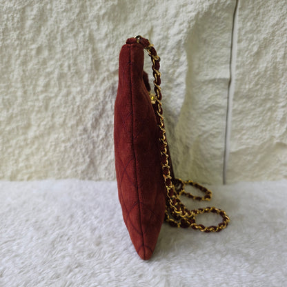 CHANEL フリンジ チェーンショルダーバッグ レザー スエード 【中古】