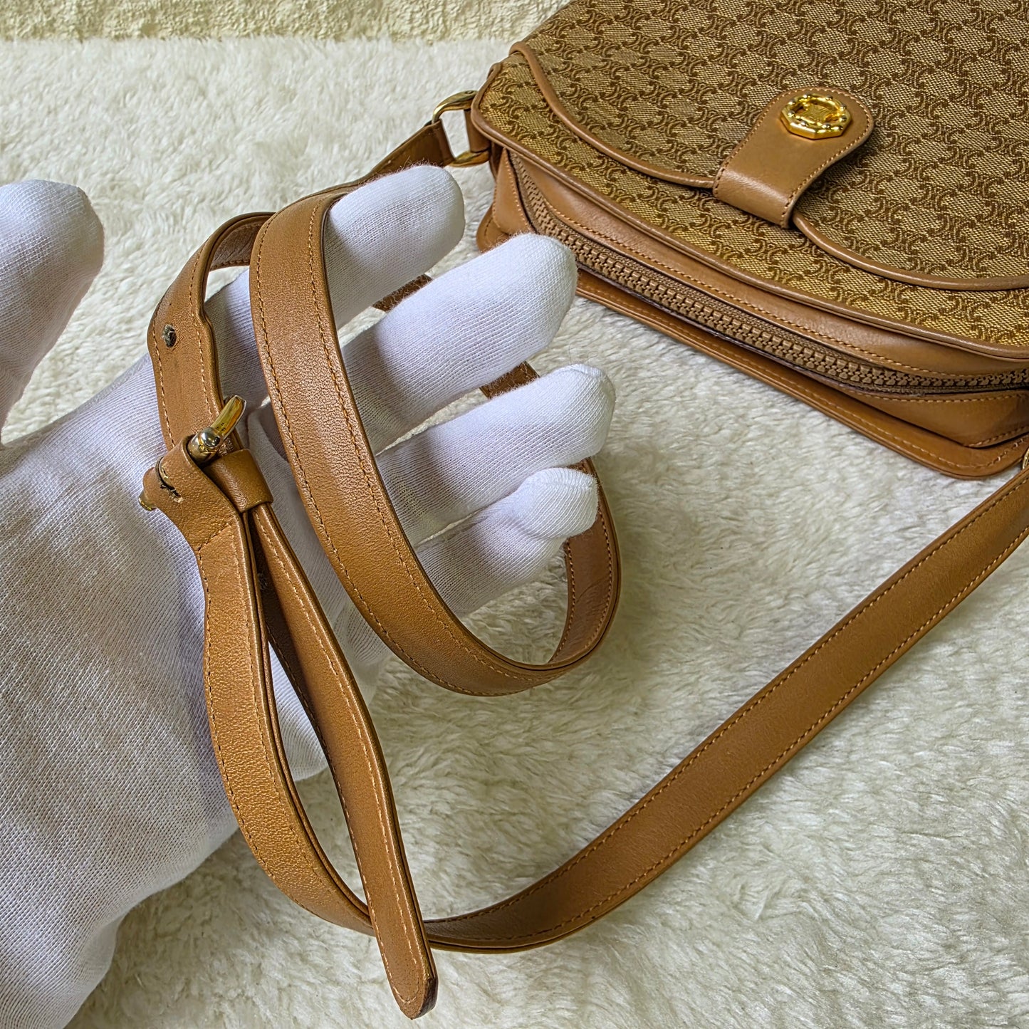 CELINE マカダム ショルダーバッグ【中古】