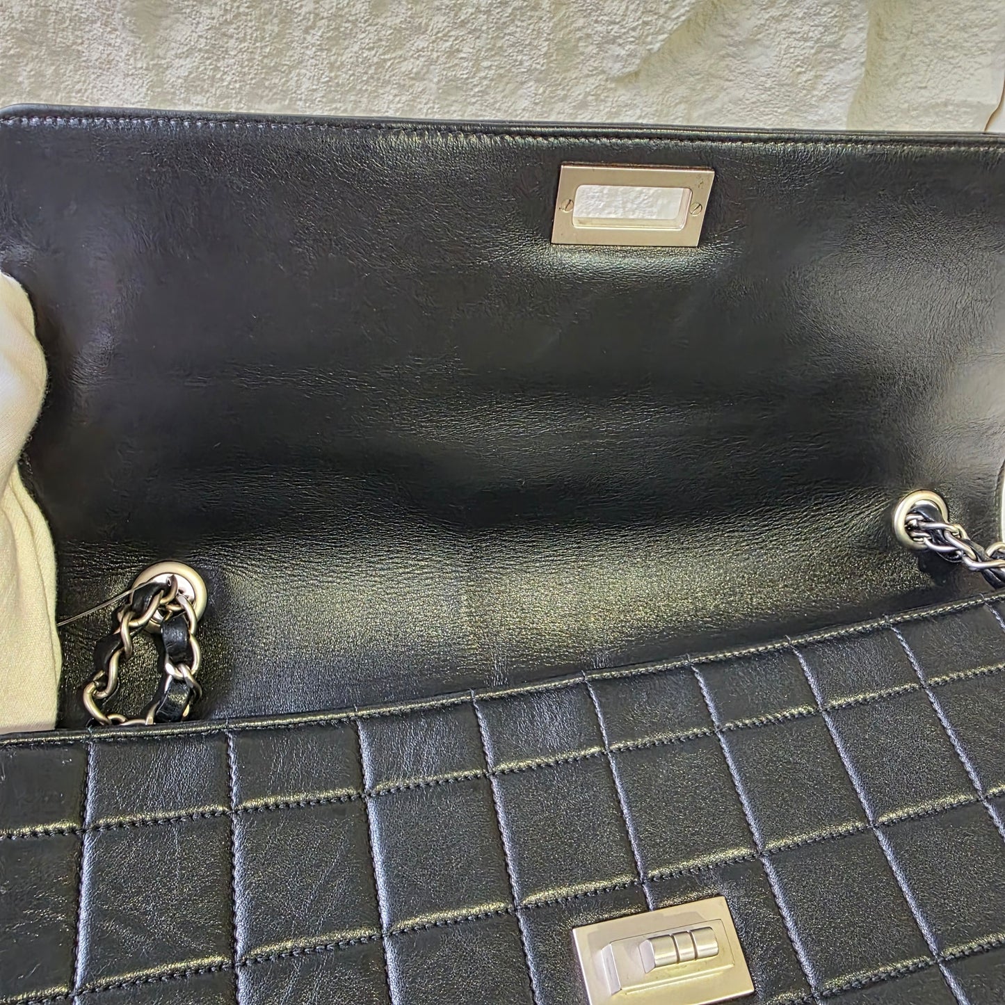Chanel 2.55 Black Lambskin Chain Shoulder Bag[Pre-Owned]