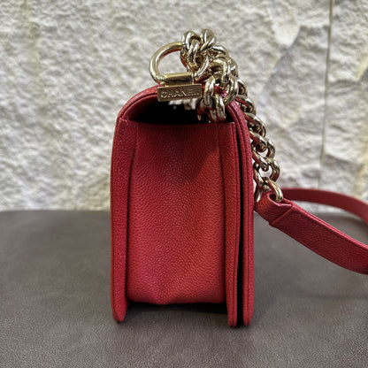 CHANEL Boy Chanel Chain Shoulder Bag Red [Pre-Owned]