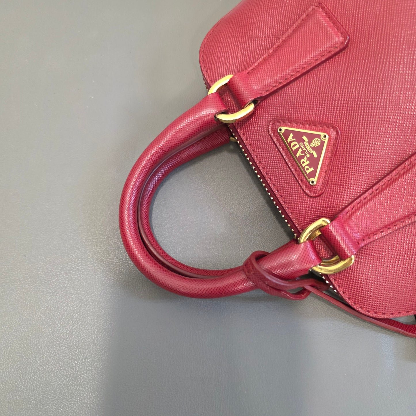 PRADA Mini Saffiano Leather 2WAY Shoulder Bag Pink [Pre-Owned]