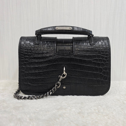 Yves Saint Laurent Black Croc Effect Leather Medium Charlotte Messenger Bag [Pre-Owned]