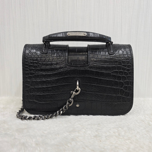 Yves Saint Laurent Black Croc Effect Leather Medium Charlotte Messenger Bag [Pre-Owned]