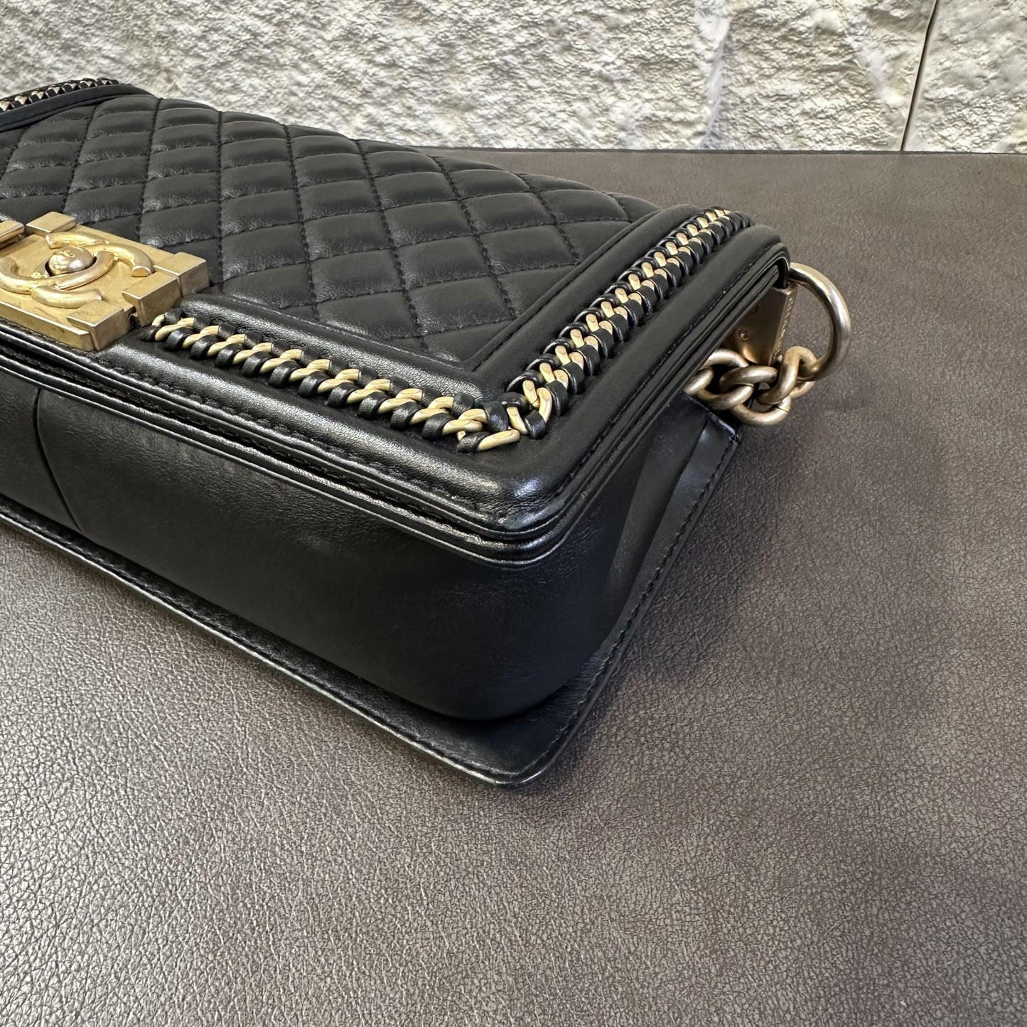CHANEL Boy Chanel 25 Handbag Lambskin Black [Pre-Owned]