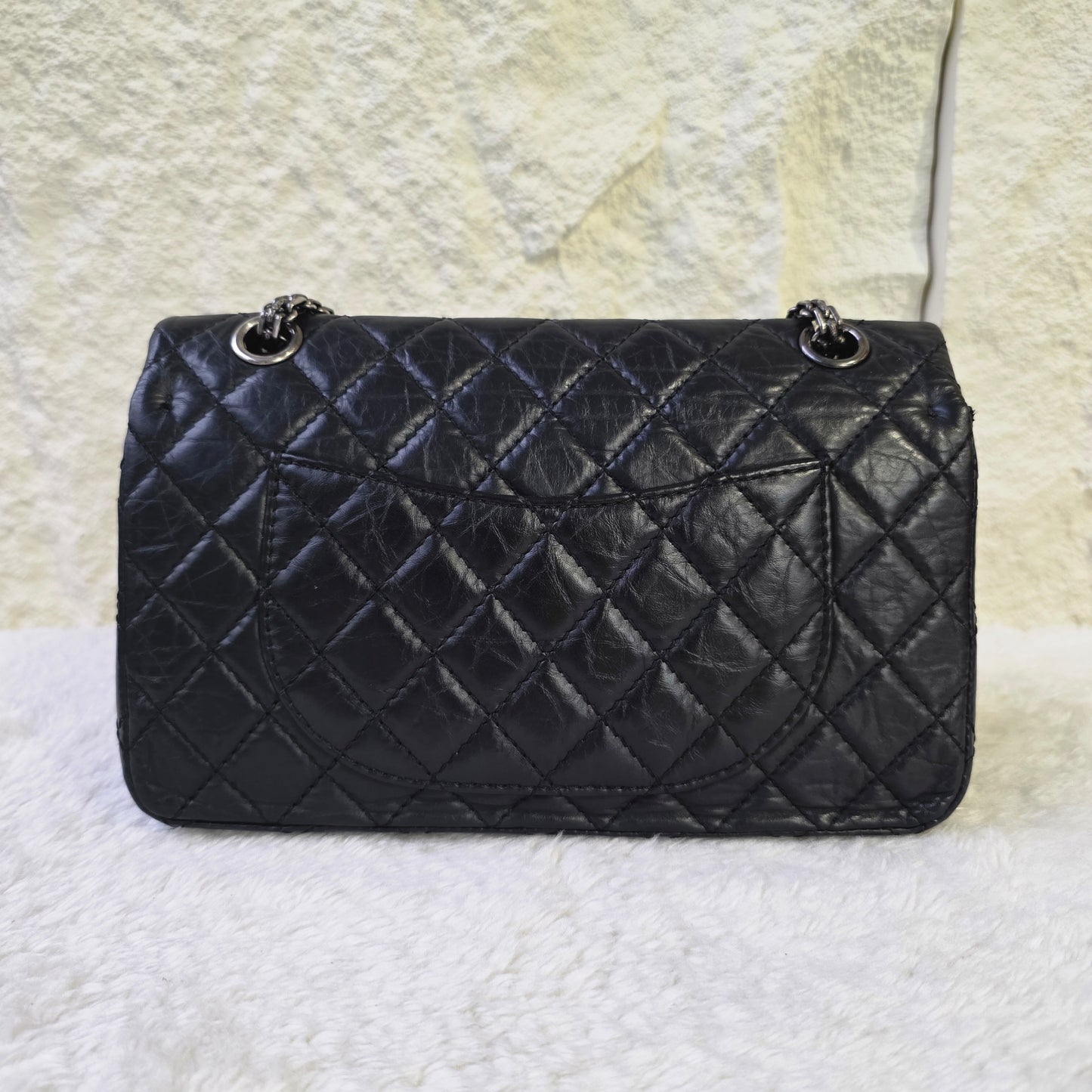 CHANEL 2.55 エンブロイダリー アイコン ダブルフラップ マトラッセ チェーンショルダーバッグ【中古】