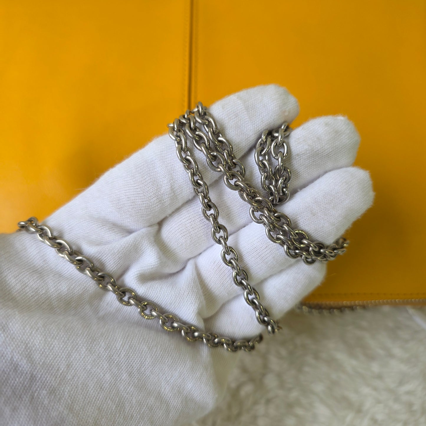 CELINE Trifold Chain Handbag in Yellow Leather [Pre-Owned]