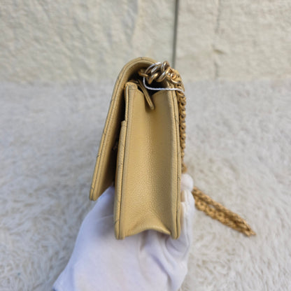 CHANEL Matelassé Coco Mark Caviar Skin Chain Wallet [Pre-Owned]