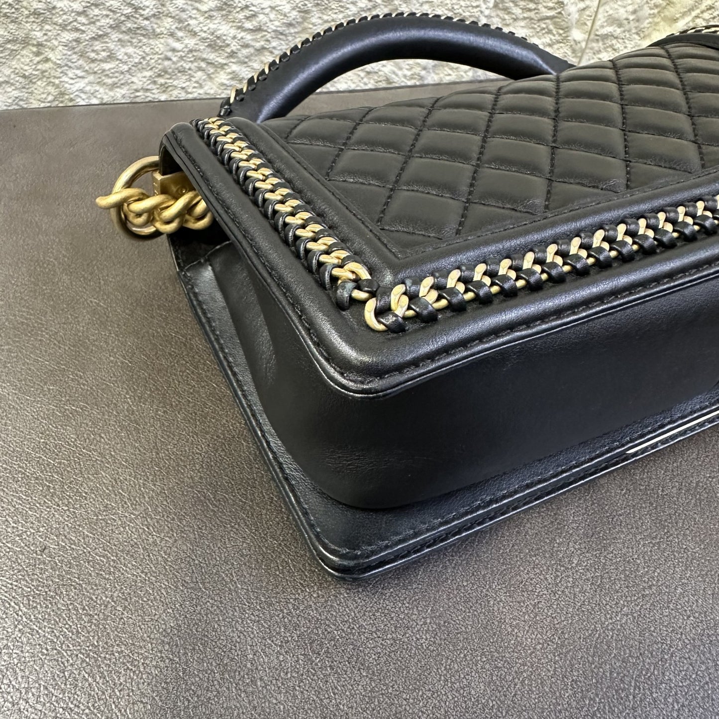 CHANEL Boy Chanel 25 Handbag Lambskin Black [Pre-Owned]