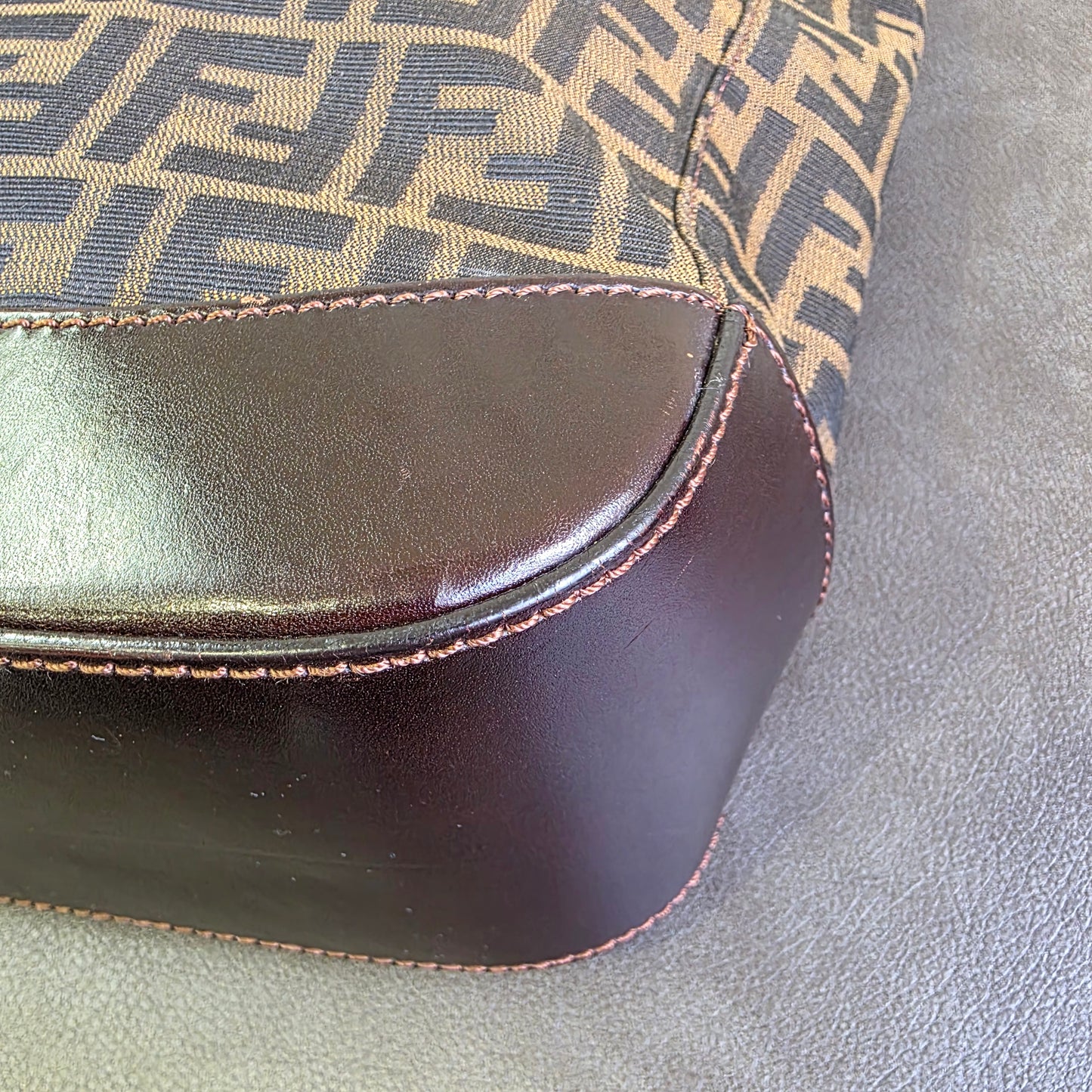 FENDI Zucca Monogram Tote Bag Brown [Pre-Owned]
