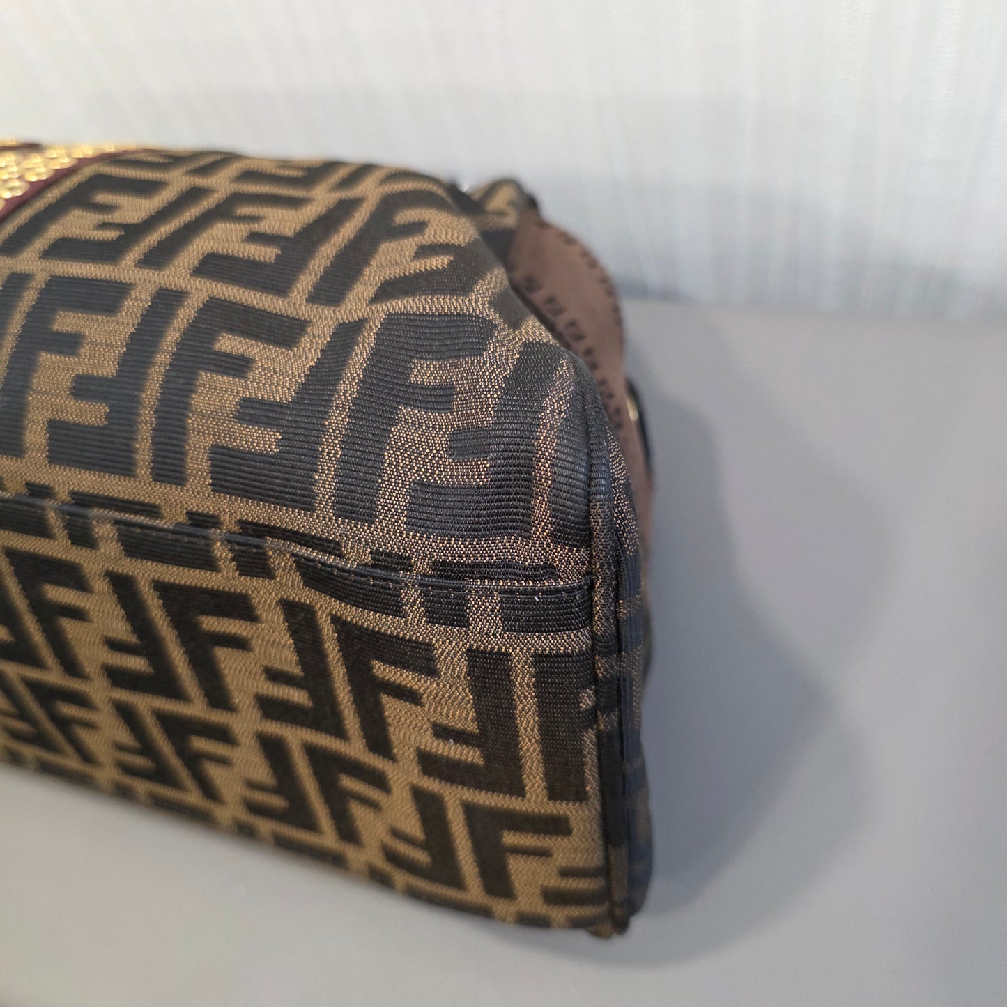 フェンディ ズッキーノ トートバッグ キャンバス×レザー ブラウン【中古】 