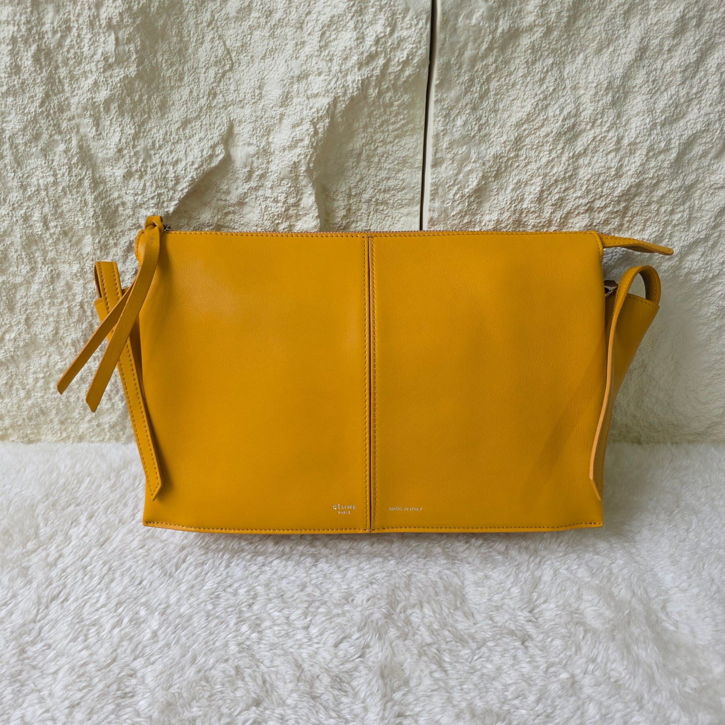 CELINE Trifold Chain Handbag in Yellow Leather [Pre-Owned]