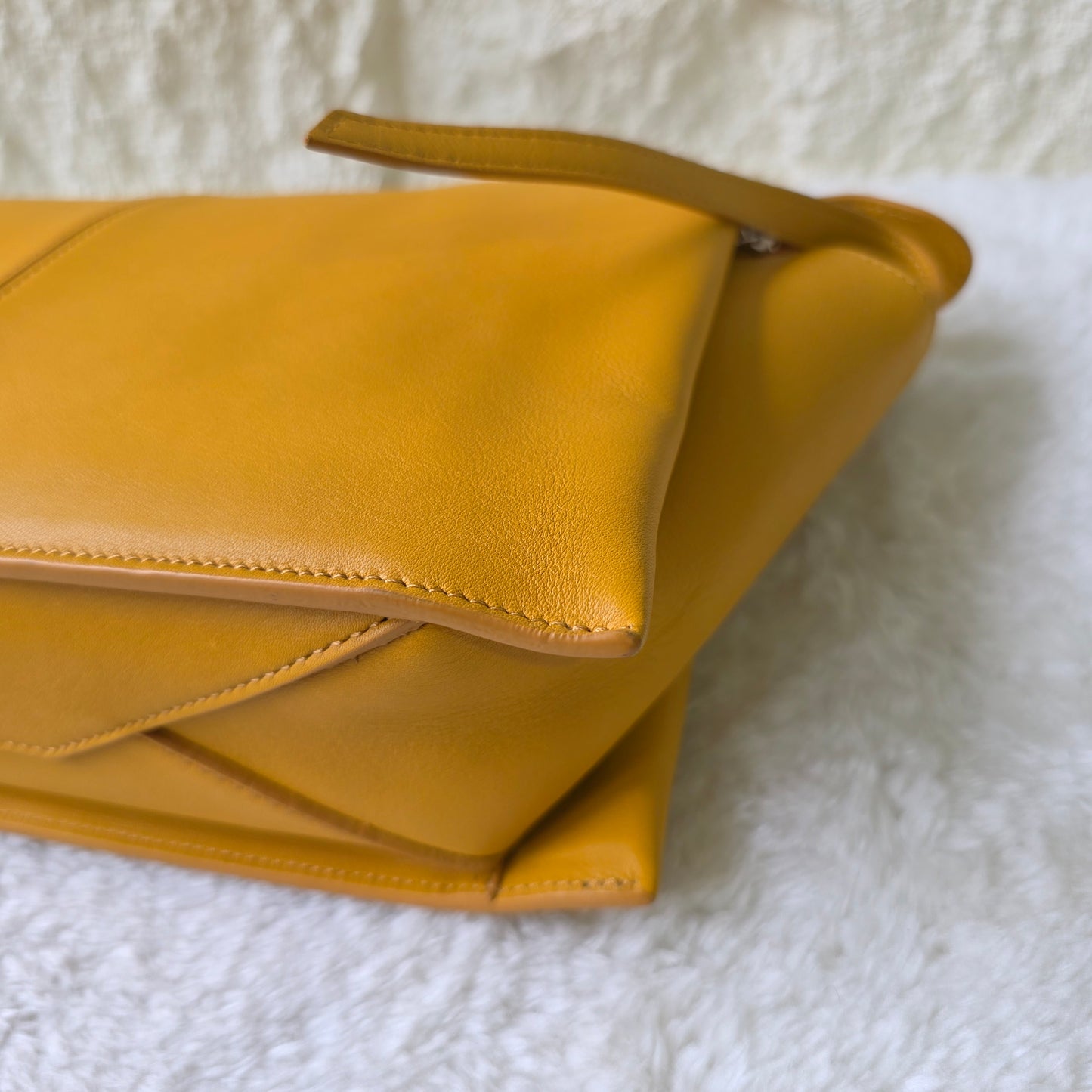 CELINE Trifold Chain Handbag in Yellow Leather [Pre-Owned]