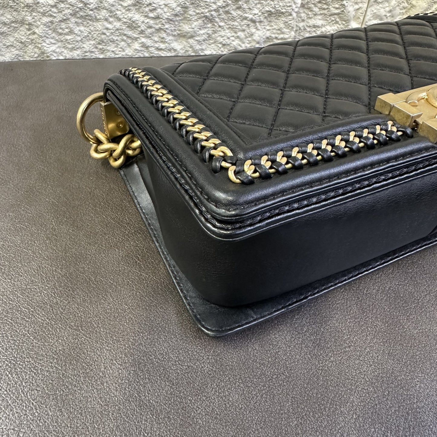 CHANEL Boy Chanel 25 Handbag Lambskin Black [Pre-Owned]