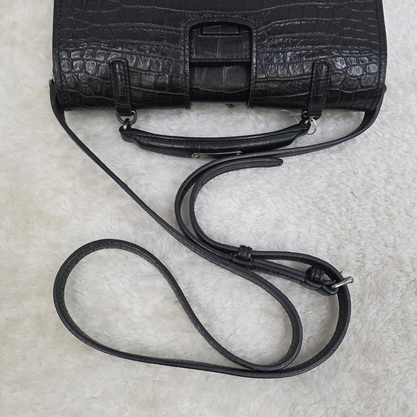 Yves Saint Laurent Black Croc Effect Leather Medium Charlotte Messenger Bag [Pre-Owned]