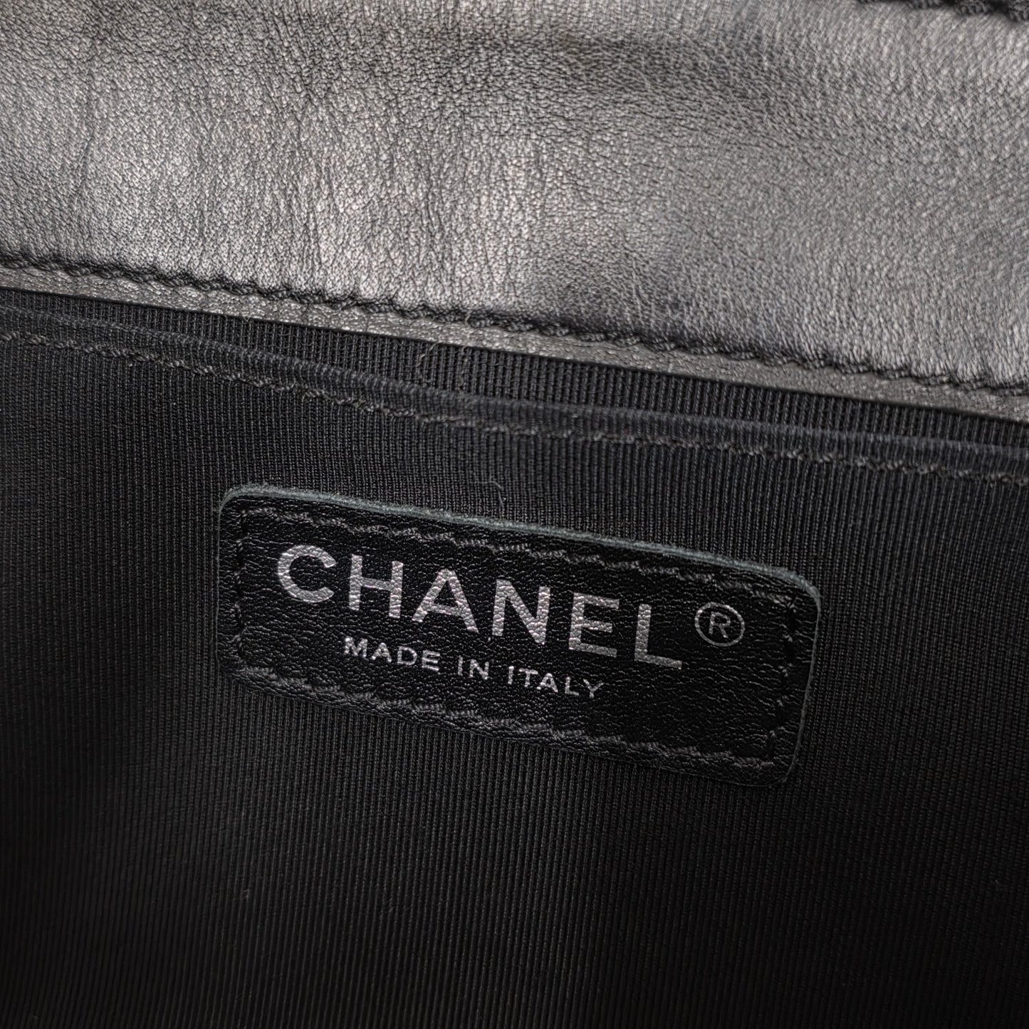 CHANEL Boy Chanel Black Leather Chain Shoulder Handbag [Pre-Owned]