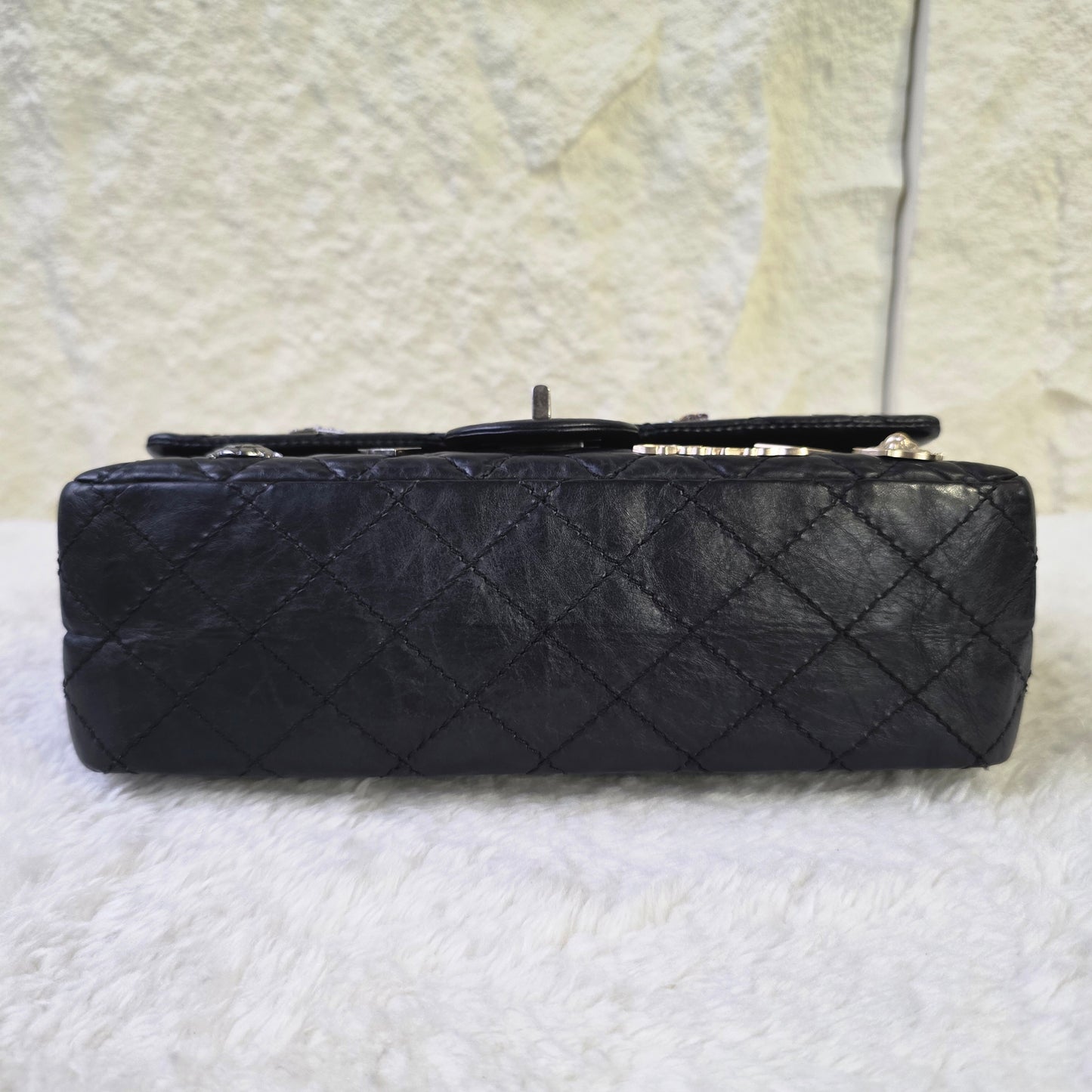 CHANEL 2.55 エンブロイダリー アイコン ダブルフラップ マトラッセ チェーンショルダーバッグ【中古】