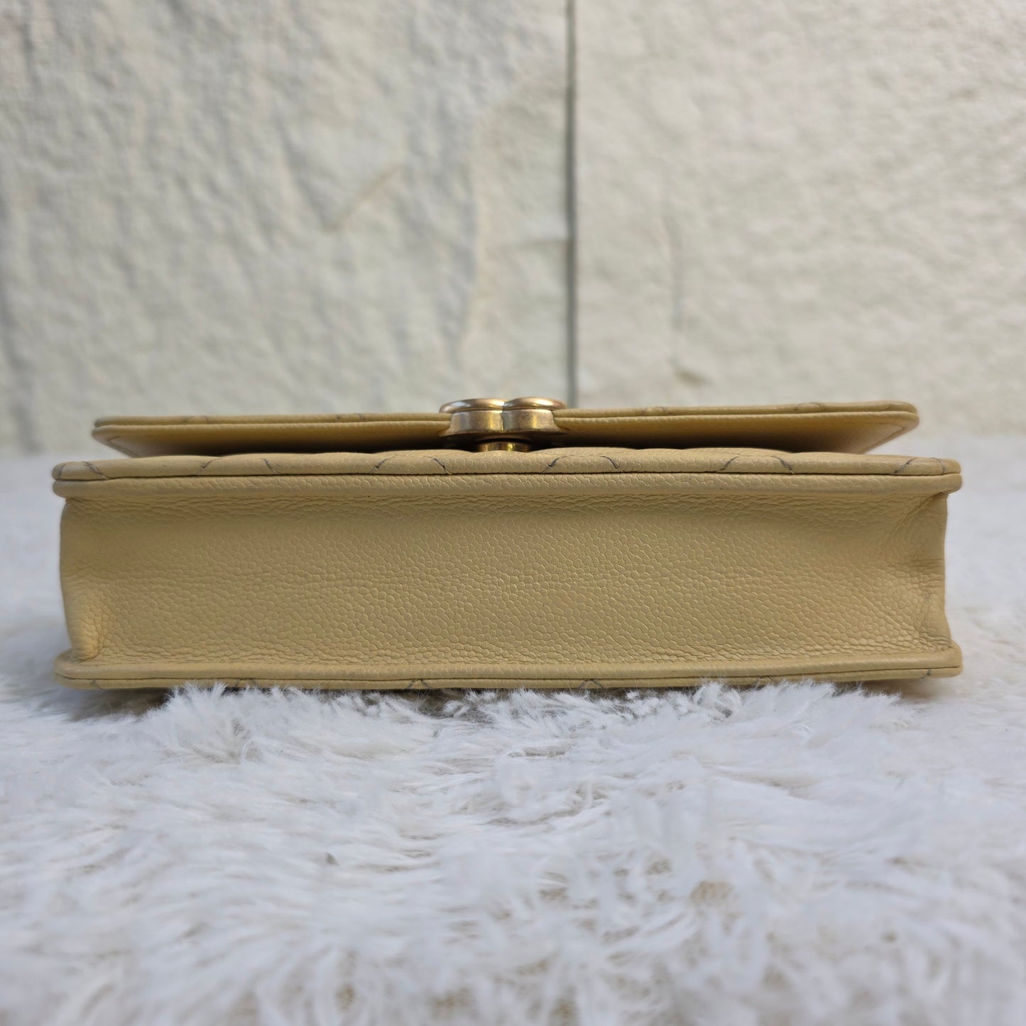 CHANEL Matelassé Coco Mark Caviar Skin Chain Wallet [Pre-Owned]