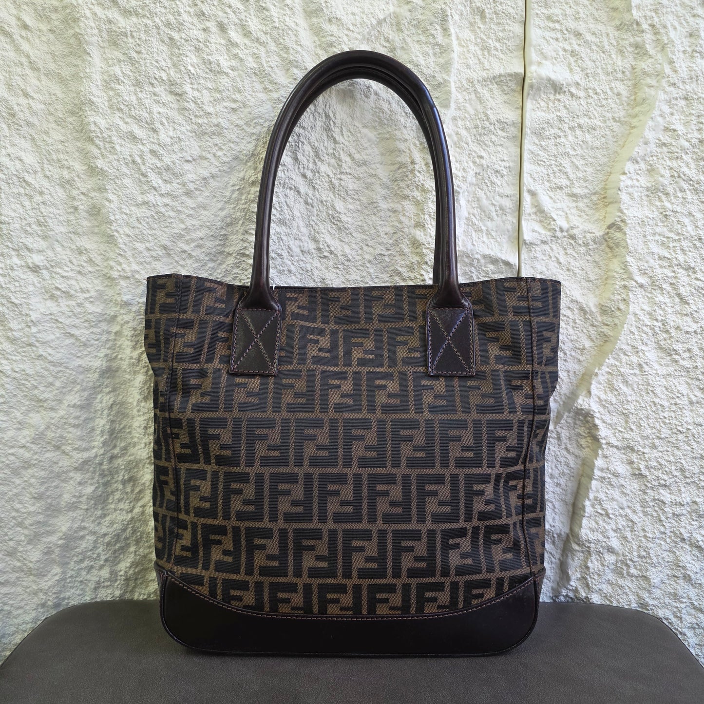 FENDI Zucca Monogram Tote Bag Brown [Pre-Owned]