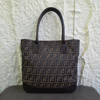 FENDI Zucca Monogram Tote Bag Brown [Pre-Owned]