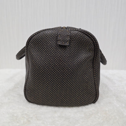FENDI Selleria Leather Boston Handbag in Dark Brown [Pre-Owned]