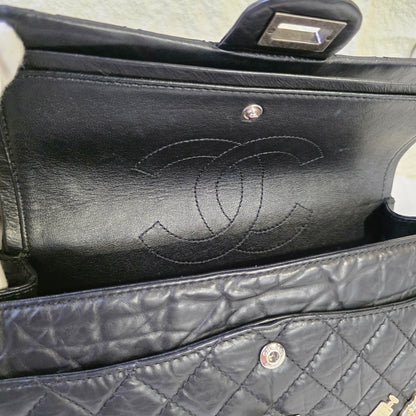CHANEL 2.55 エンブロイダリー アイコン ダブルフラップ マトラッセ チェーンショルダーバッグ【中古】