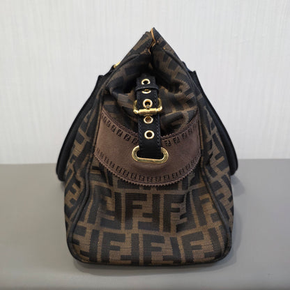 フェンディ ズッキーノ トートバッグ キャンバス×レザー ブラウン【中古】 