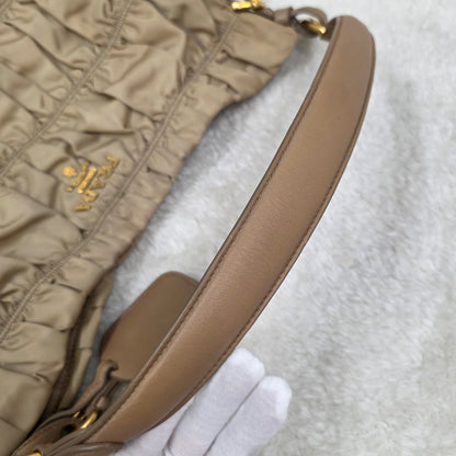 PRADA Gathered 2-Way Leather Handbag [Pre-Owned]